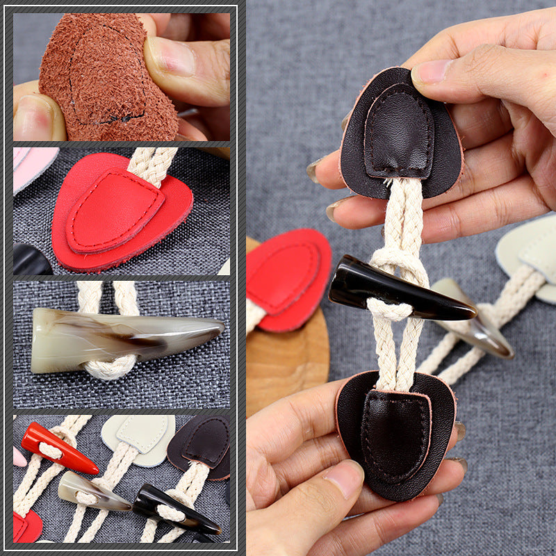 Echte Leder Horn Toggle Knöpfe Mantel Windbreaker Verschlüsse 5 Stück