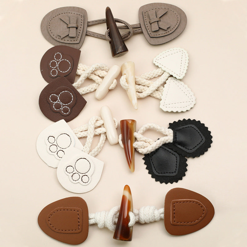 Leather and Resin Horn Buttons - Women's Coat Fasteners 12 Pack 