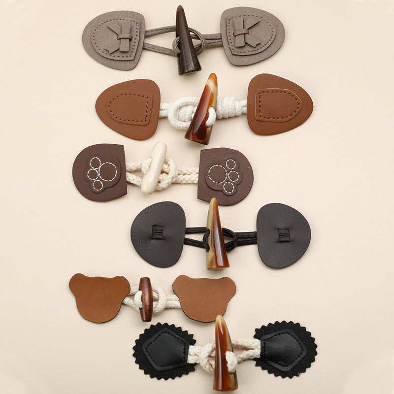 Leather and Resin Horn Buttons - Women's Coat Fasteners 12 Pack 