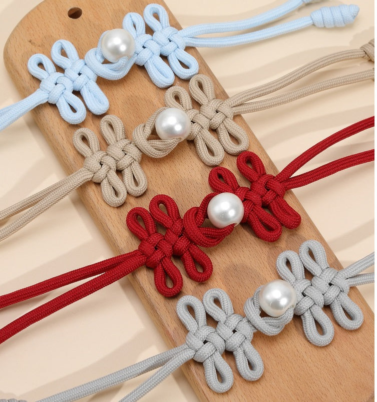 30 cm langer Leinen-Chinesischer Knotenknopf, handgefertigter Froschverschluss 4 Stück
