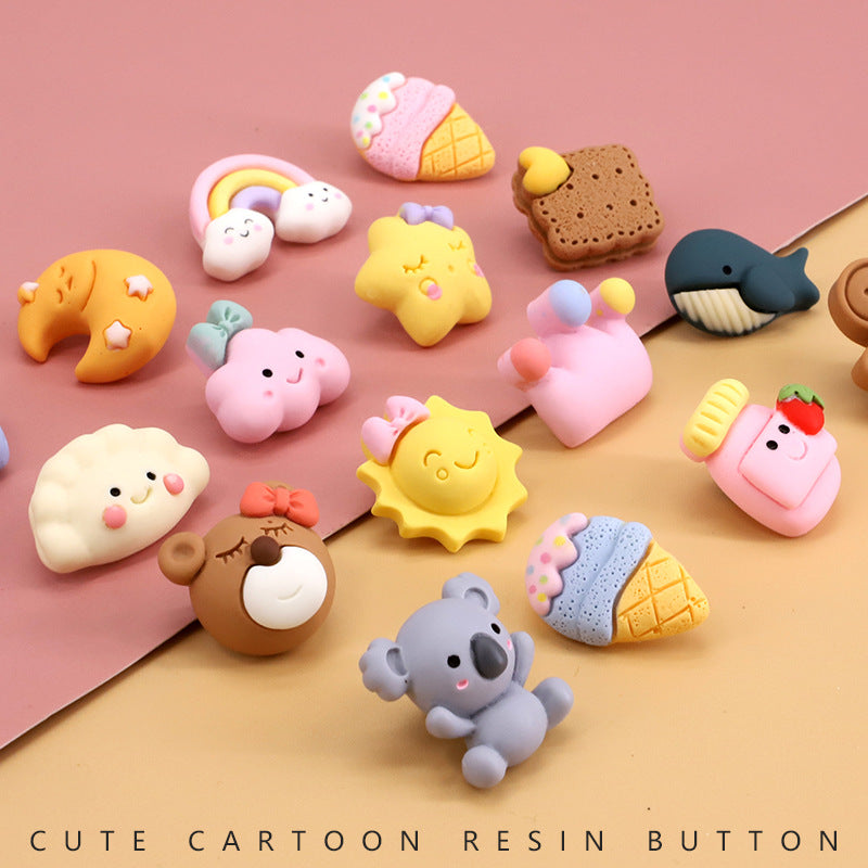 Söta tecknade djur-tema resin knappar för babykläder 110-pack (22 stilar)