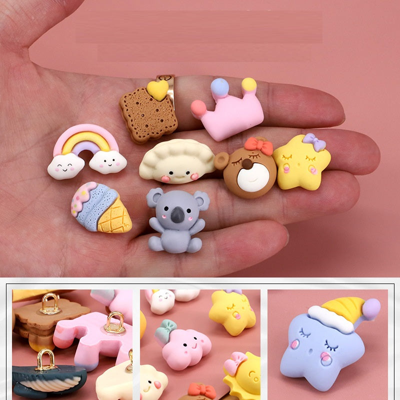 Söta tecknade djur-tema resin knappar för babykläder 110-pack (22 stilar)