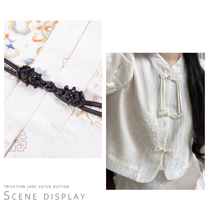 39cm Long-Tailed Pipa Crystal Whip Chinese Knot Button 4pcs - Lots of Buttons