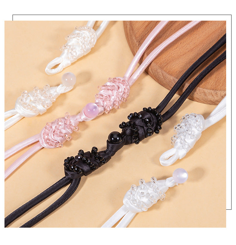 39cm Long-Tailed Pipa Crystal Whip Chinese Knot Button 4pcs - Lots of Buttons