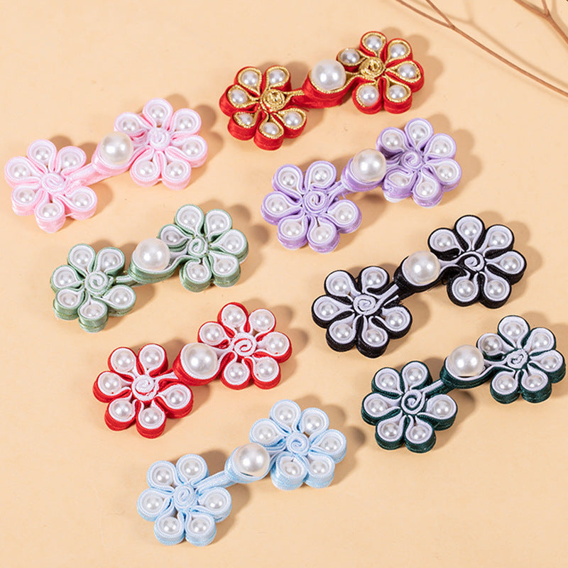 Chinese Frog Closure Pearl Six-Petal Flower Woven Button 8 Pack - Lots of Buttons
