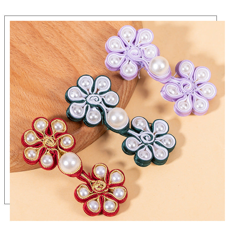 Chinese Frog Closure Pearl Six-Petal Flower Woven Button 8 Pack - Lots of Buttons