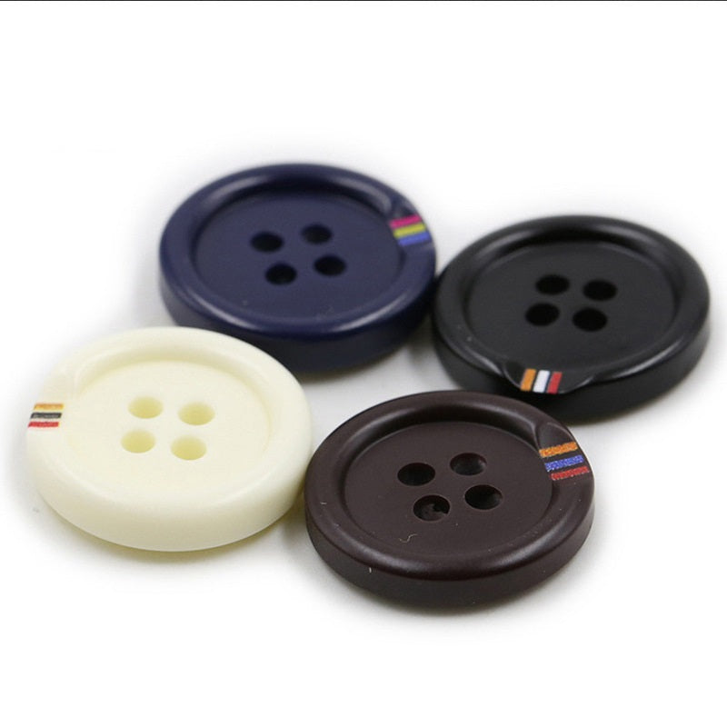 15-25mm Resin Color-Printed Four-Hole Round Buttons 40 Pack - Lots of Buttons