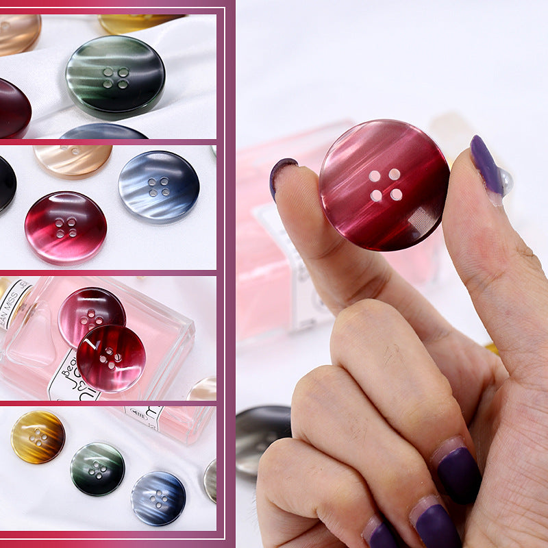 15-30mm Gradient Pearlescent Resin Round Buttons 30 Pack - Lots of Buttons