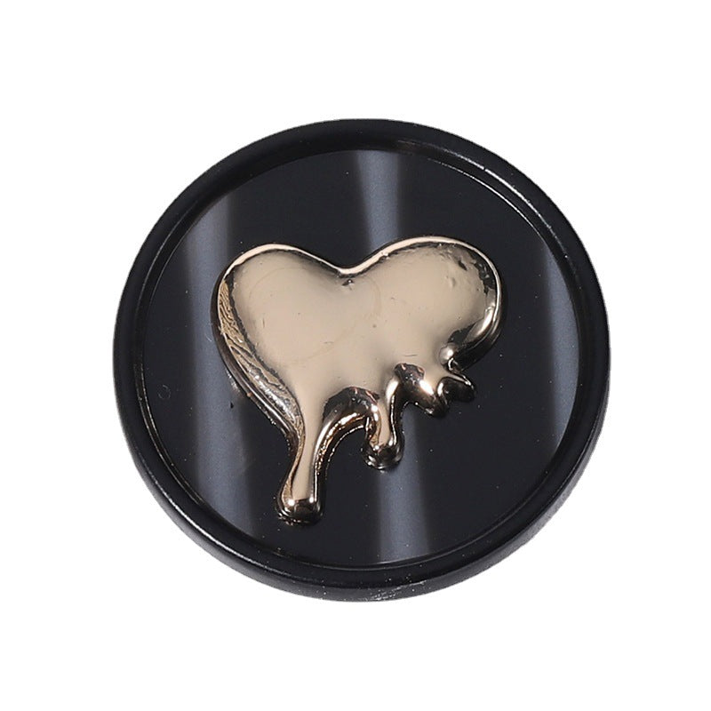 18-25mm Round Resin Metal Heart Buttons 12pcs - Lots of Buttons