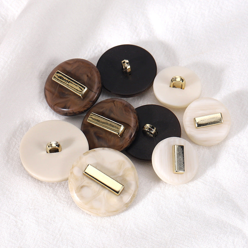 Beige Brown Electroplated Plastic Resin Round Combination Buttons 20pcs - Lots of Buttons