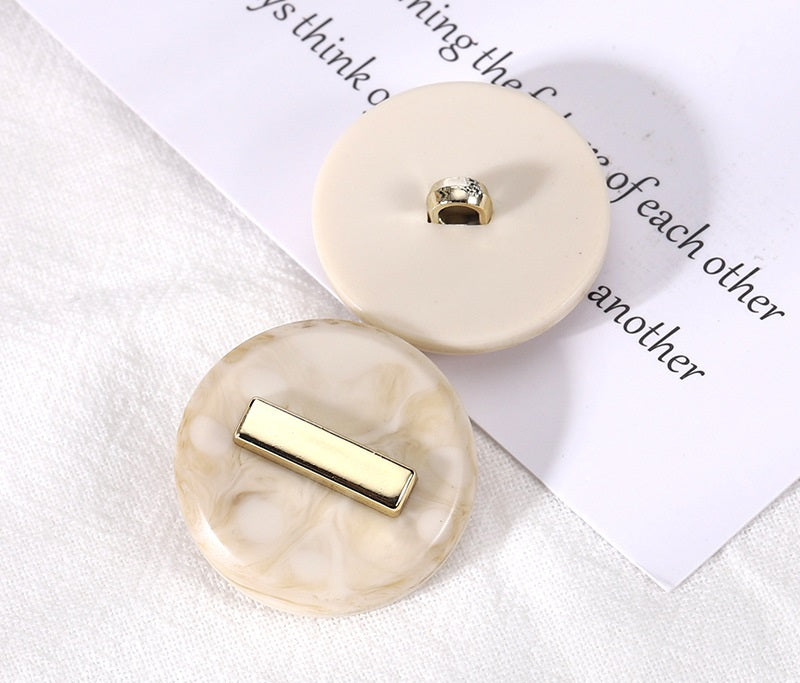 Beige Brown Electroplated Plastic Resin Round Combination Buttons 20pcs - Lots of Buttons