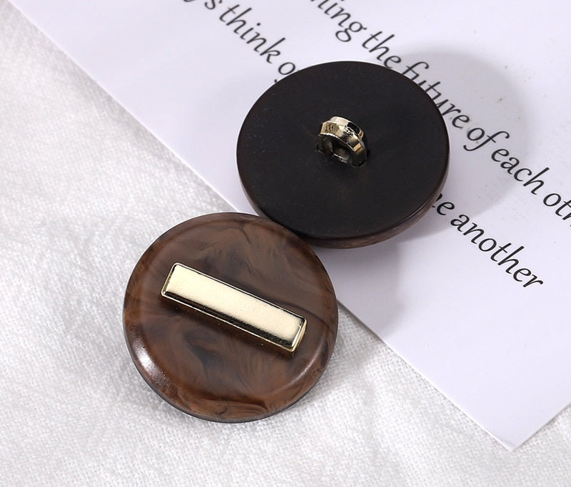 Beige Brown Electroplated Plastic Resin Round Combination Buttons 20pcs - Lots of Buttons