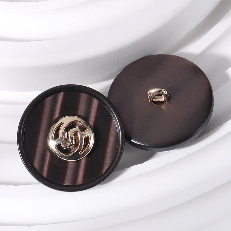 18-25mm Round Resin Metal Geometric Buttons 12pcs - Lots of Buttons