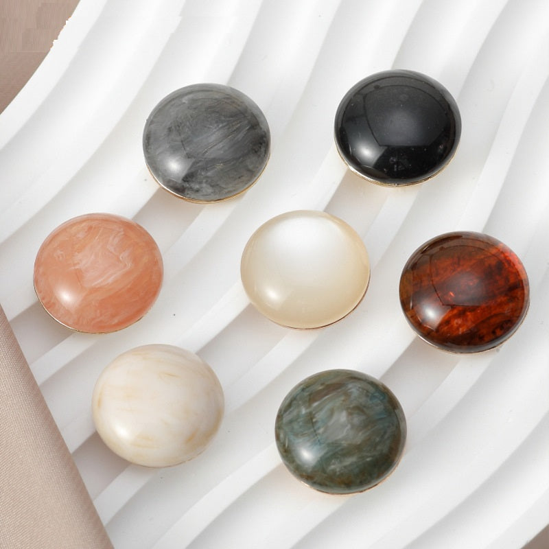 7-Color Pearlescent Resin Cat's Eye Buttons with Metal Base 35 Pack - Lots of Buttons