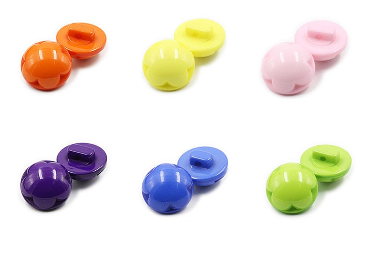 12 Candy-Colored Children's Flower Resin Buttons 60 Pack - Lots of Buttons