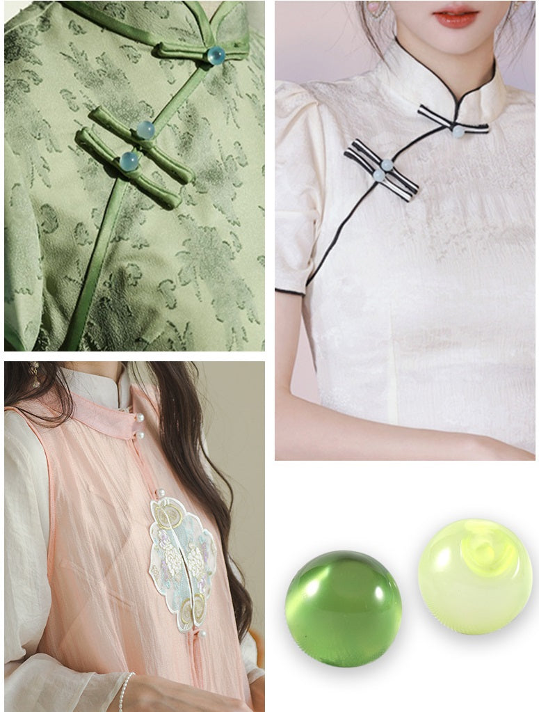250pcs Colorful Resin Round Chinese Cheongsam Pearl Buttons - Lots of Buttons