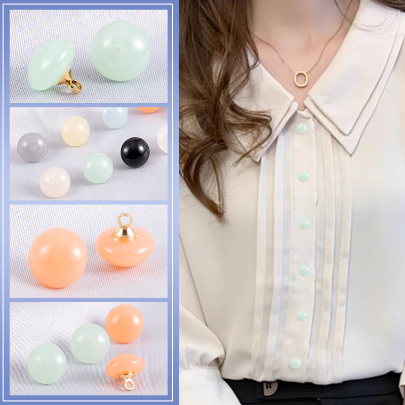 10mm Round Jelly-Colored Resin Buttons for Shirts 50pcs - Lots of Buttons