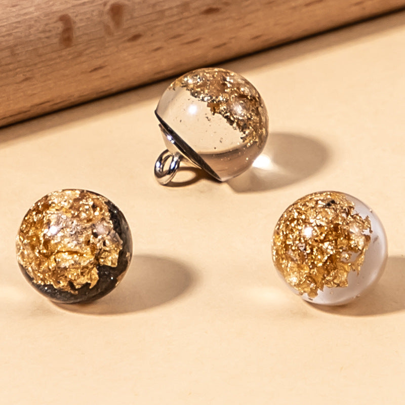 10mm Chinese Gold Foil Resin Pearl Buttons Set of 60 - Lots of Buttons