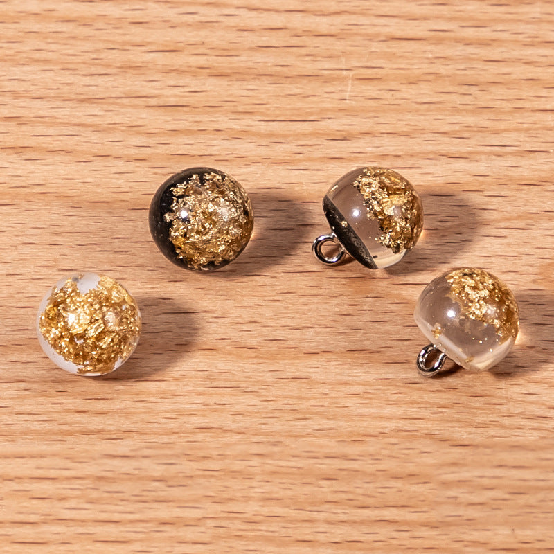 10mm Chinese Gold Foil Resin Pearl Buttons Set of 60 - Lots of Buttons