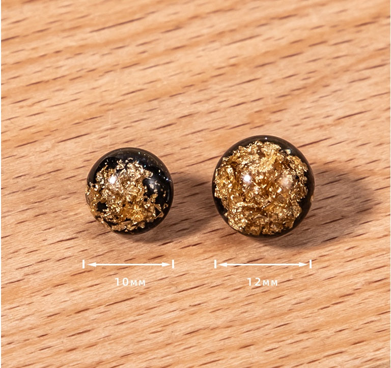 10mm Chinese Gold Foil Resin Pearl Buttons Set of 60 - Lots of Buttons