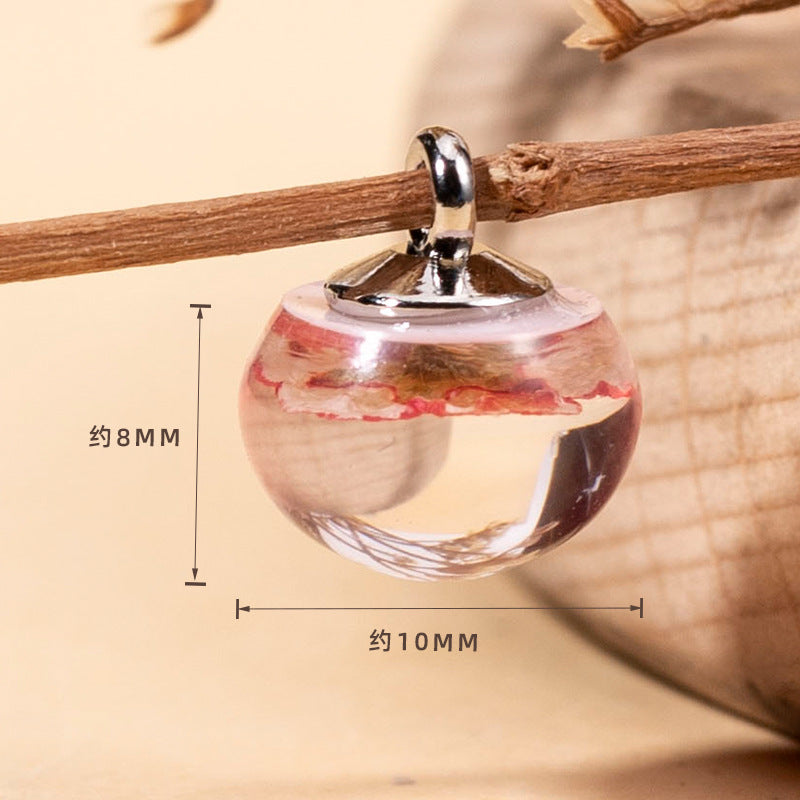 Chinese Resin Dried Flower Transparent Bead Button 8 Pack - Lots of Buttons