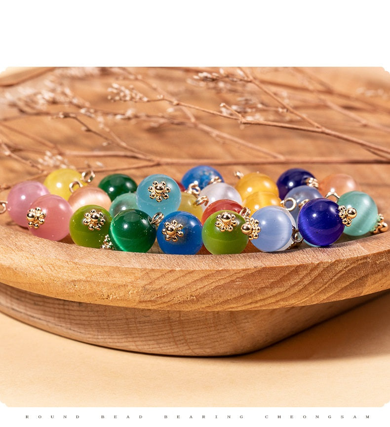 10mm Cat's Eye Stone Round Bead Chinese Cheongsam Button 65 Pack - Lots of Buttons