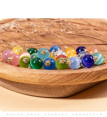 10mm Cat's Eye Stone Round Bead Chinese Cheongsam Button 65 Pack - Lots of Buttons