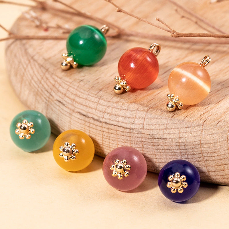 10mm Cat's Eye Stone Round Bead Chinese Cheongsam Button 65 Pack - Lots of Buttons