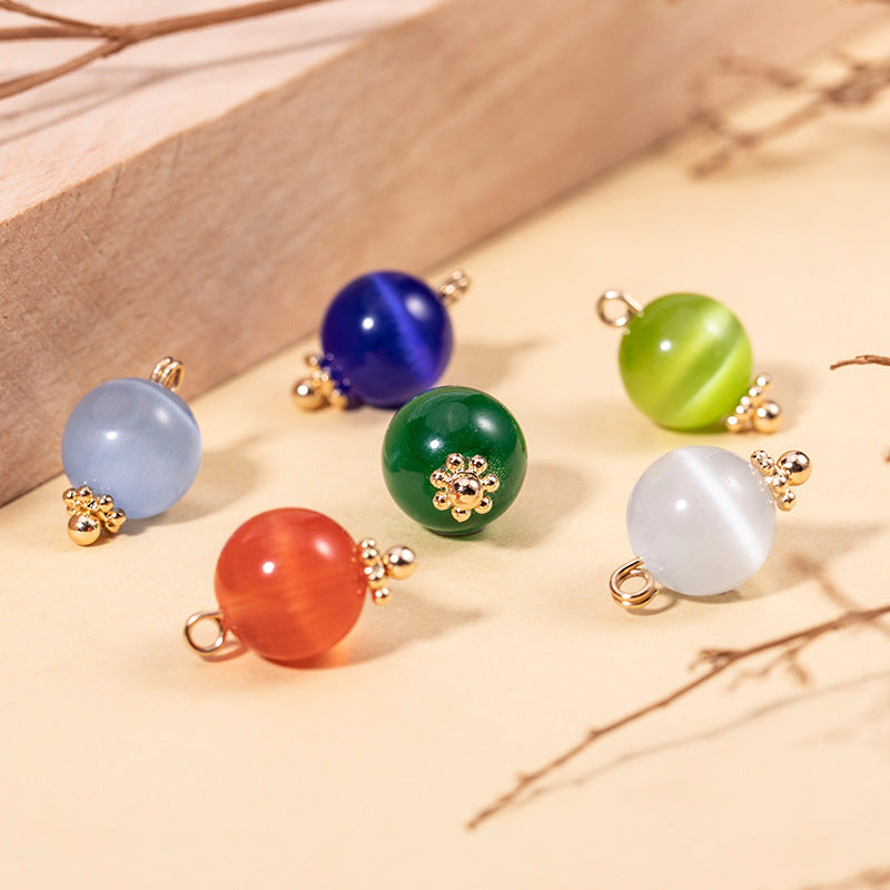 10mm Cat's Eye Stone Round Bead Chinese Cheongsam Button 65 Pack - Lots of Buttons