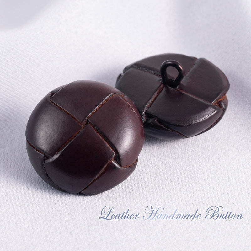 15-28mm Vintage Hand-Woven Genuine Leather Sweater Buttons 5pcs