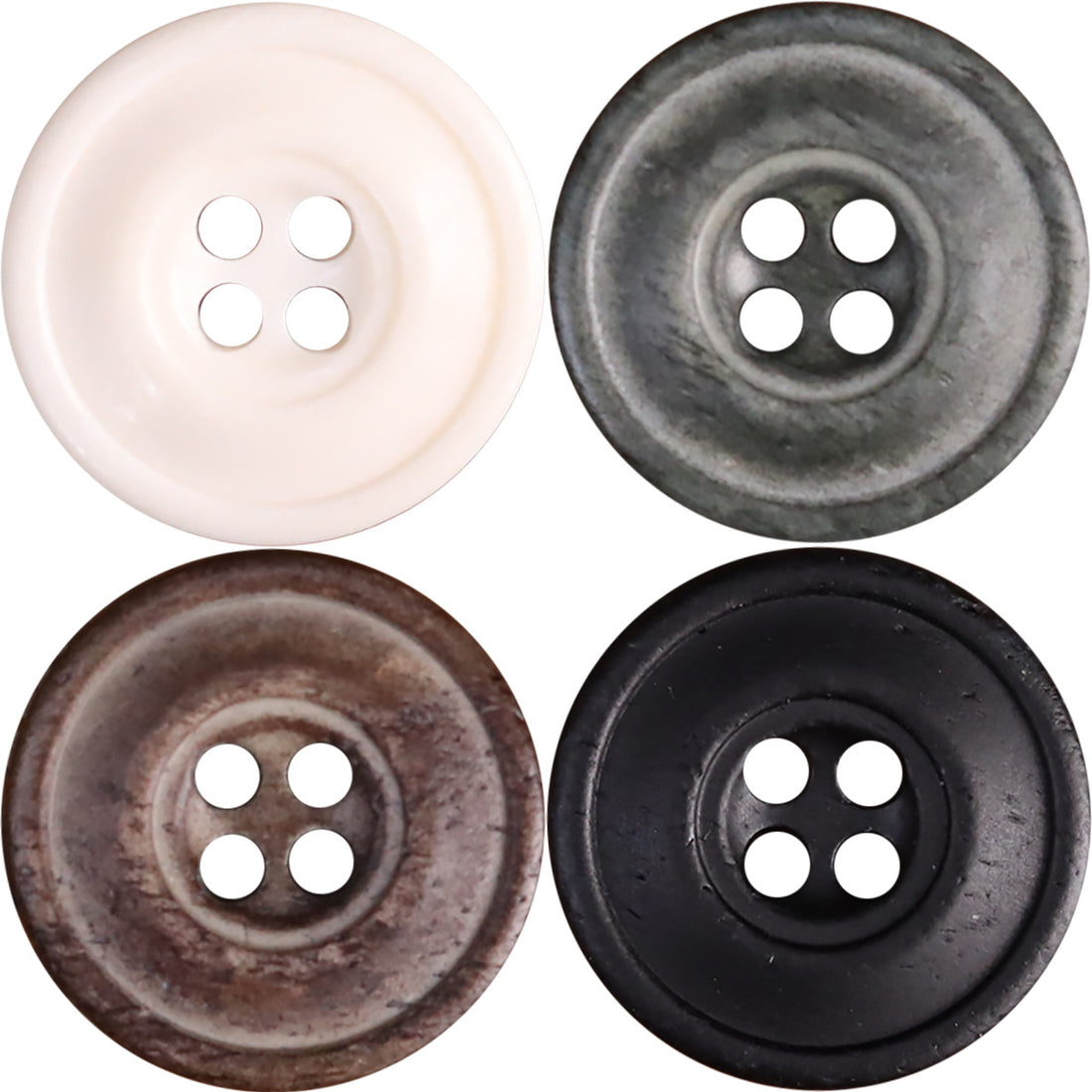 Retro Distressed Bovine Bone Buttons for Men's Jackets Shirts 48 Pack (4 Sizes) - Lots of Buttons
