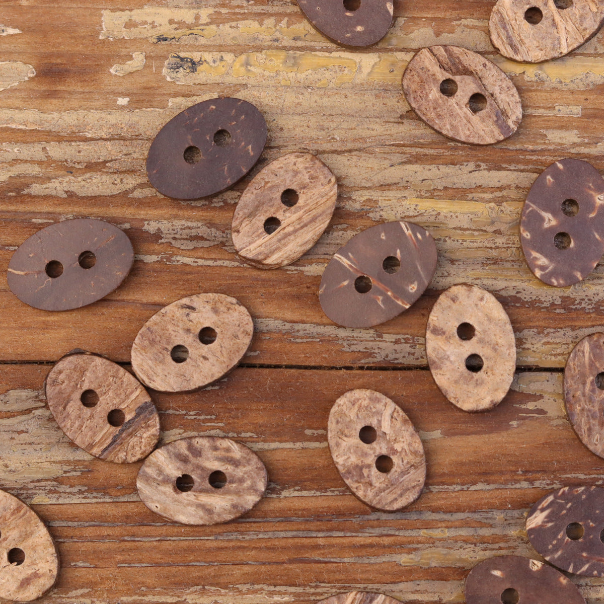 24L Oval Natural Coconut Shell Two-Hole Buttons for Kids' Clothing 20pcs - Lots of Buttons