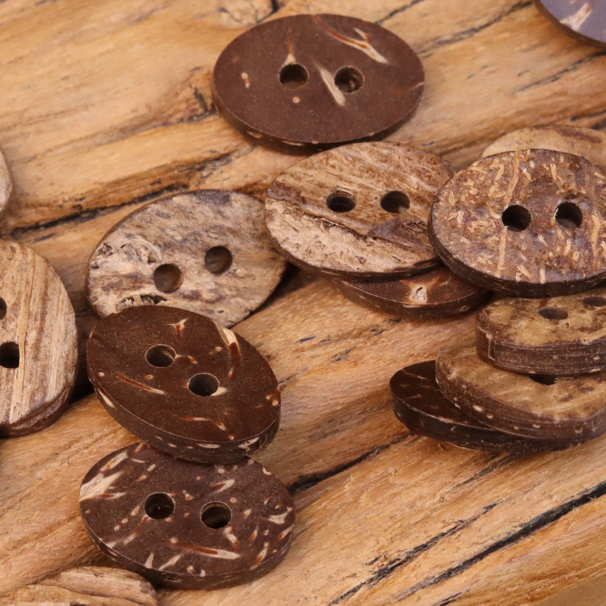 24L Oval Natural Coconut Shell Two-Hole Buttons for Kids' Clothing 20pcs - Lots of Buttons