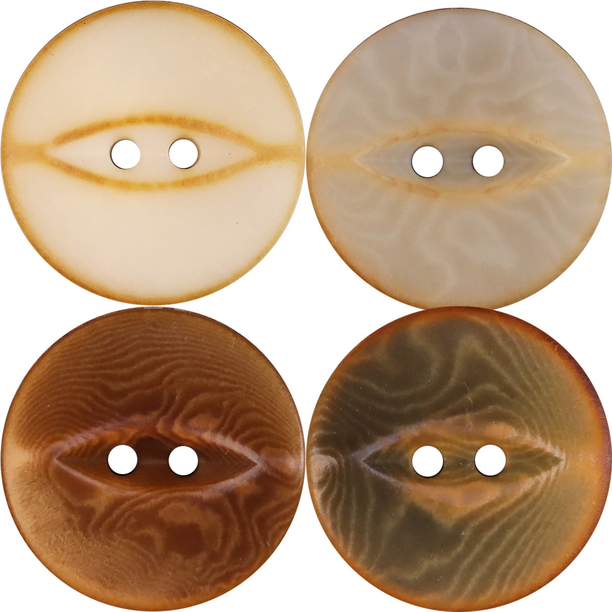 Bottoni in guscio di noce di palma Fish-Eye grigio rossastro naturale 20 pezzi