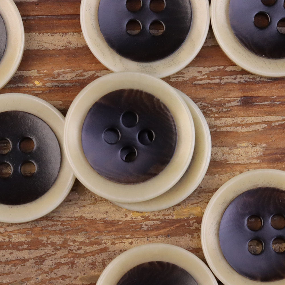 Two-Tone Natural Palm Fruit Shell Four-Hole Buttons 30 Pack (3 Colors)