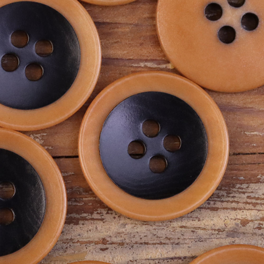 Two-Tone Natural Palm Fruit Shell Four-Hole Buttons 30 Pack (3 Colors)