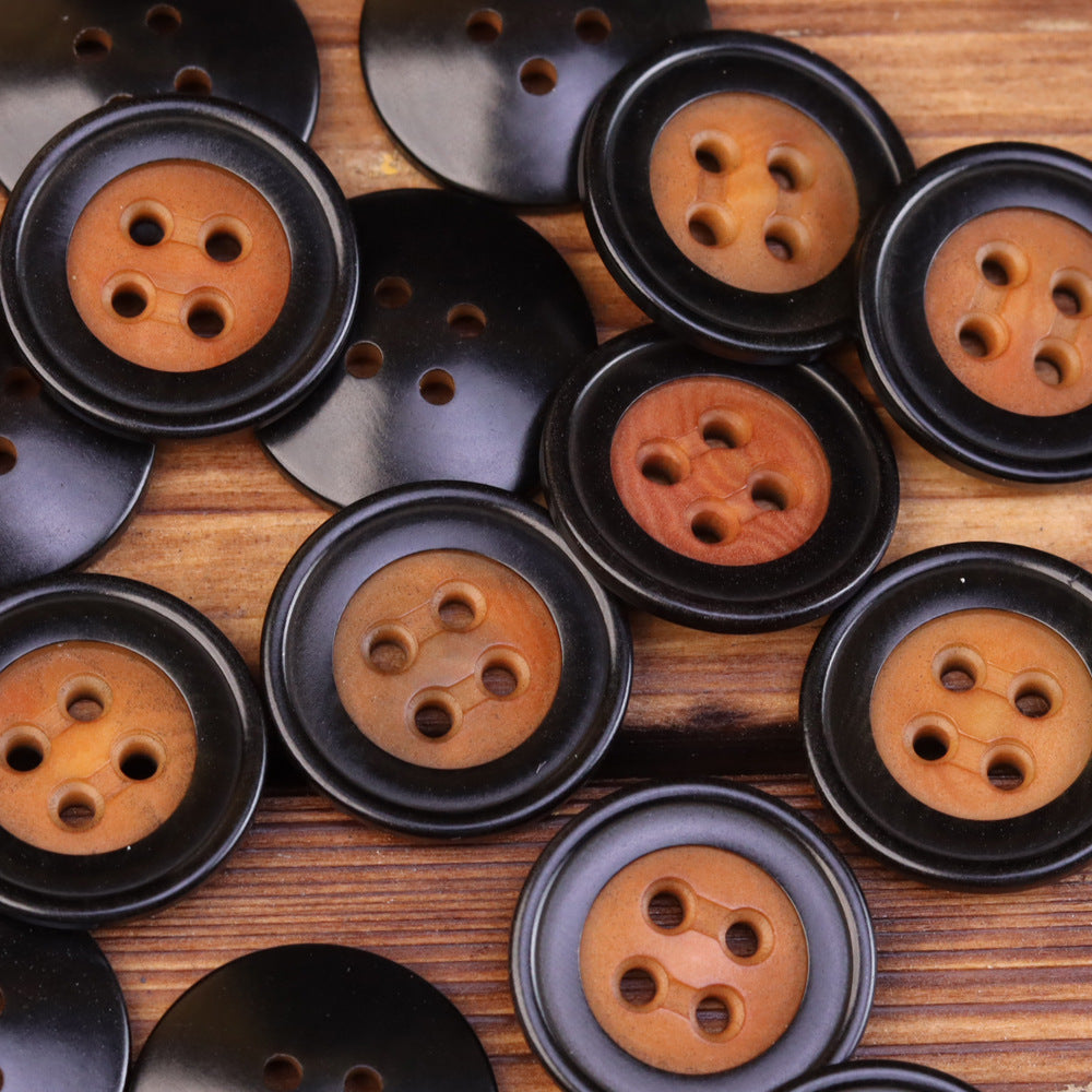 Two-Tone Palm Fruit Shell Four-Hole Buttons for Men's Jackets 30 Pack - Lots of Buttons