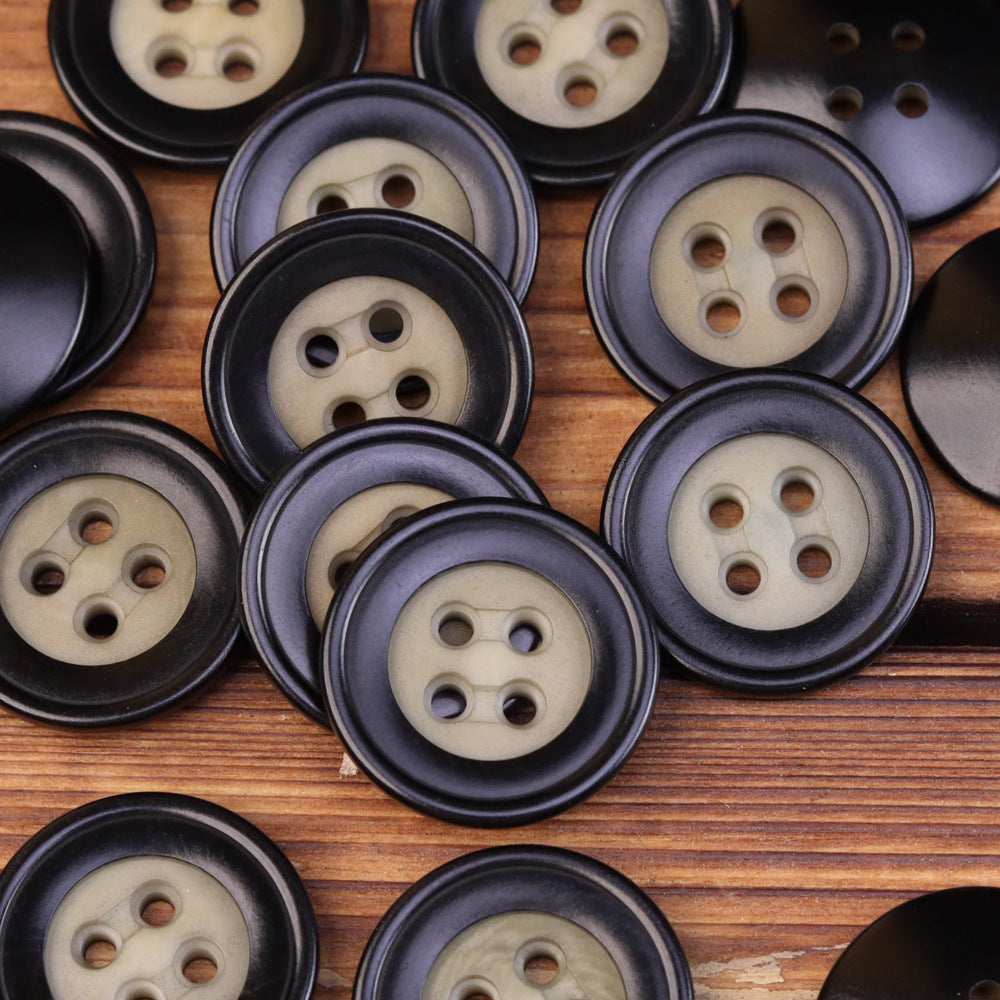 Two-Tone Palm Fruit Shell Four-Hole Buttons for Men's Jackets 30 Pack - Lots of Buttons