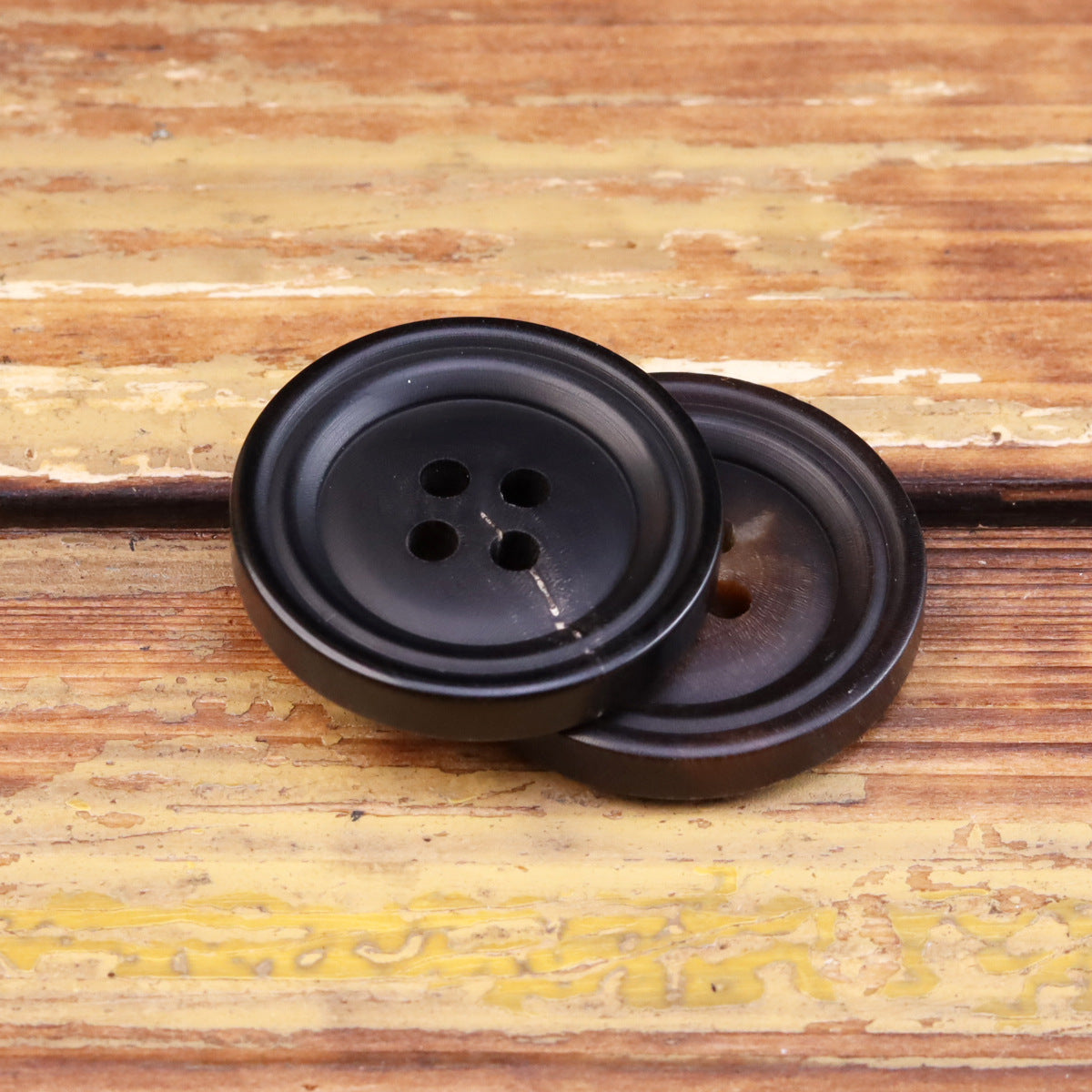 15-25mm Bottoni a Corno Retro Nero Opaco a Doppio Cerchio 25 Pezzi