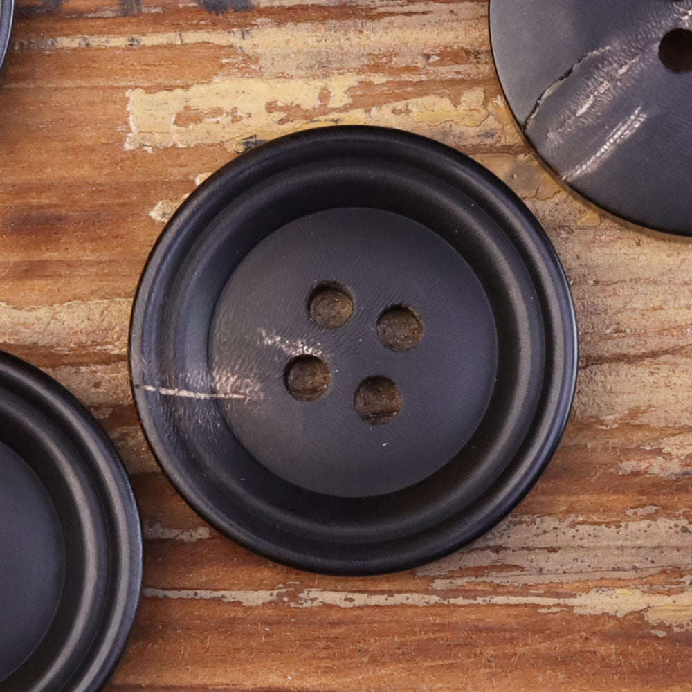 15-25mm Bottoni a Corno Retro Nero Opaco a Doppio Cerchio 25 Pezzi