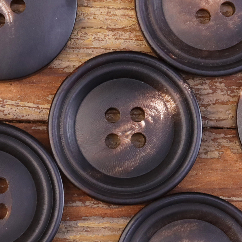 15-25mm Bottoni a Corno Retro Nero Opaco a Doppio Cerchio 25 Pezzi