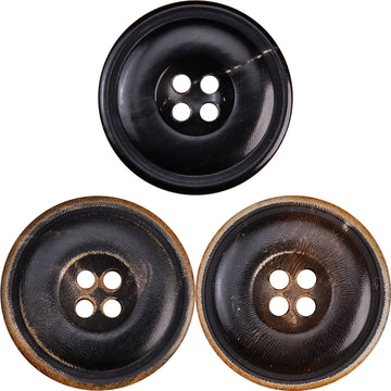 Pulsanti in corno naturale nero lucido caffè scuro 15 pezzi (3 colori)