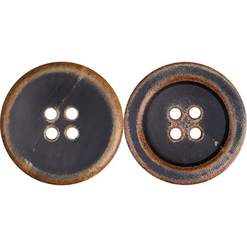 Bottoni Vintage a Forma di Ciotola con Quattro Fori in Corno Nero Lucido, Confezione da 25