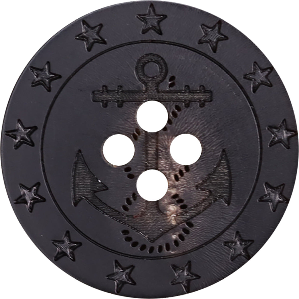25mm Natural Water Buffalo Horn Sailor's Anchor Laser Etched Buttons 12pcs - Lots of Buttons