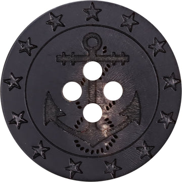 25mm Natural Water Buffalo Horn Sailor's Anchor Laser Etched Buttons 12pcs - Lots of Buttons