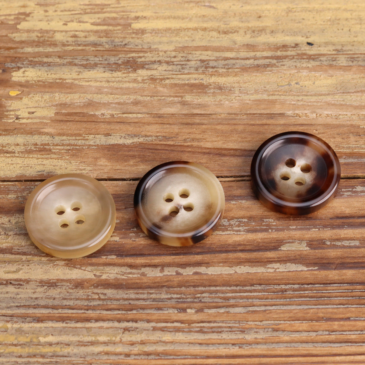 15-25mm Beige Coffee Natural Yellow Cattle Horn Buttons 6pcs
