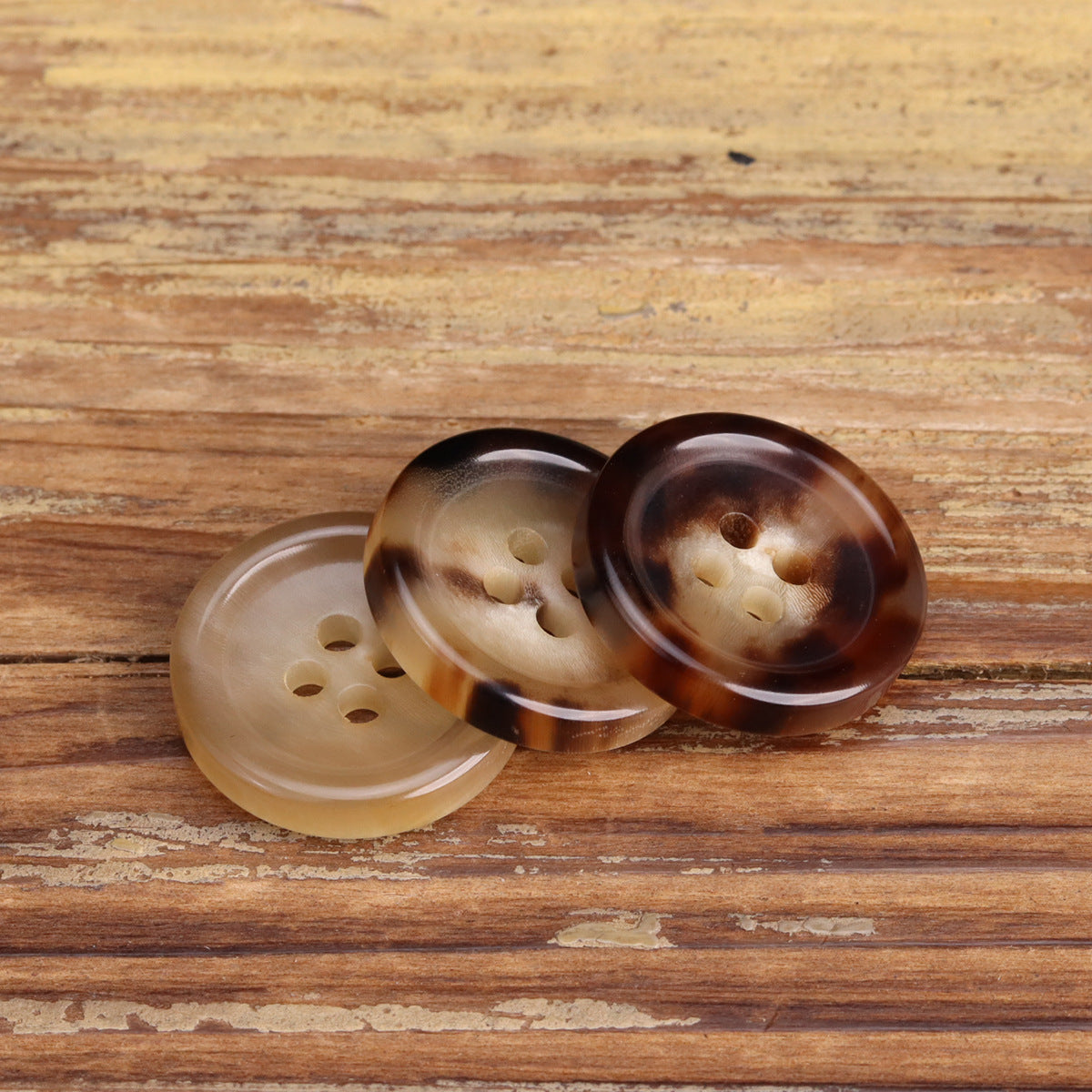 15-25mm Beige Coffee Natural Yellow Cattle Horn Buttons 6pcs