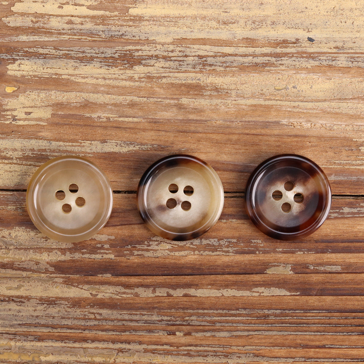 15-25mm Beige Coffee Natural Yellow Cattle Horn Buttons 6pcs