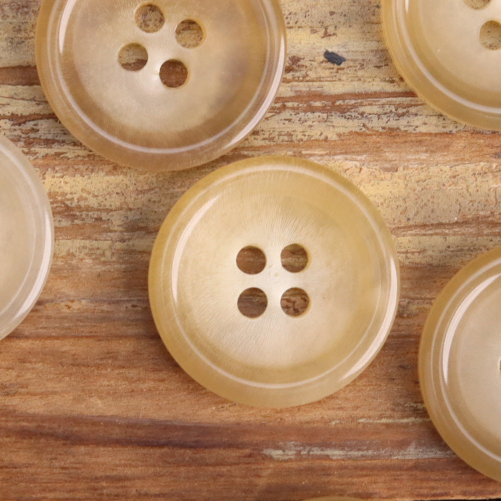 15-25mm Beige Coffee Natural Yellow Cattle Horn Buttons 6pcs