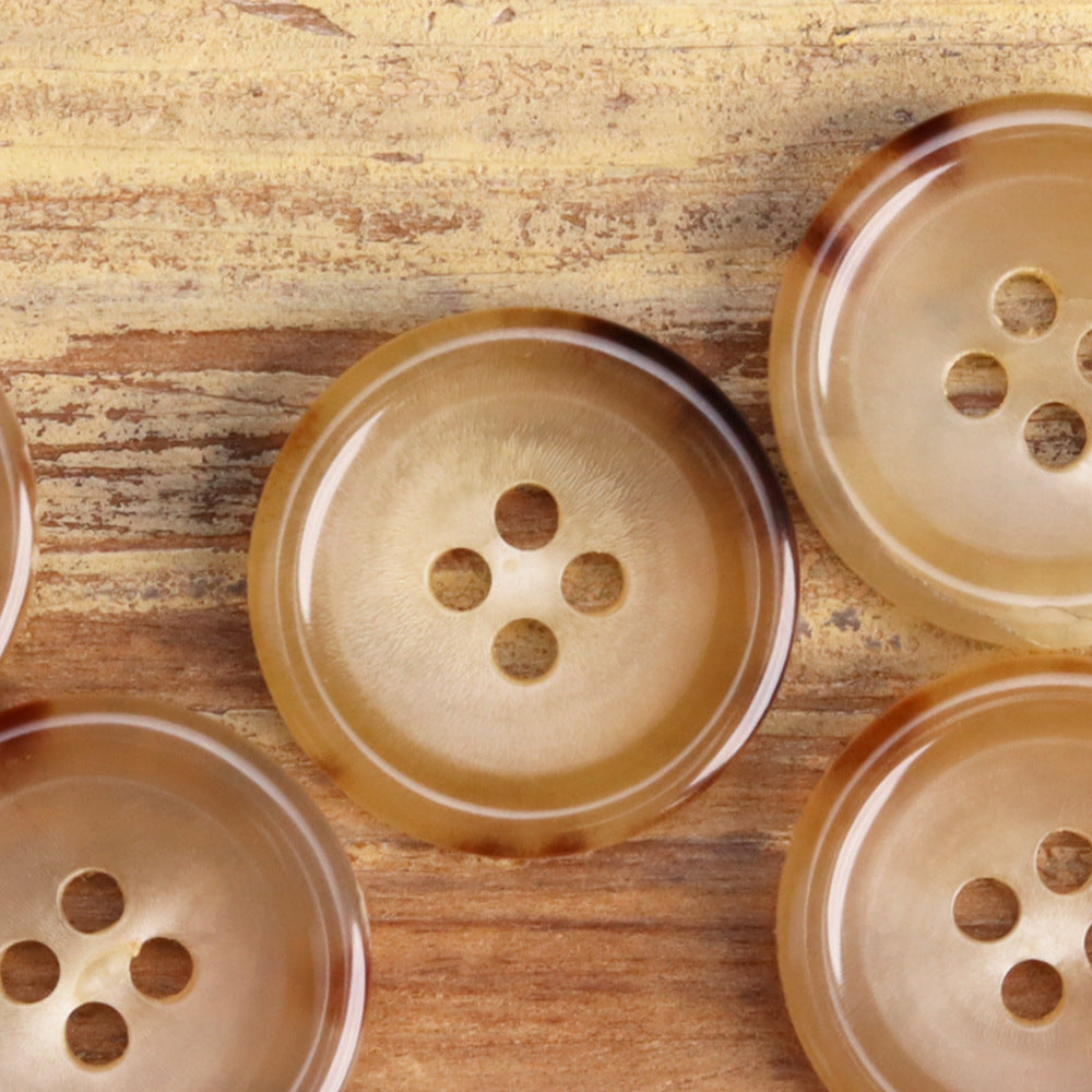 15-25mm Beige Coffee Natural Yellow Cattle Horn Buttons 6pcs